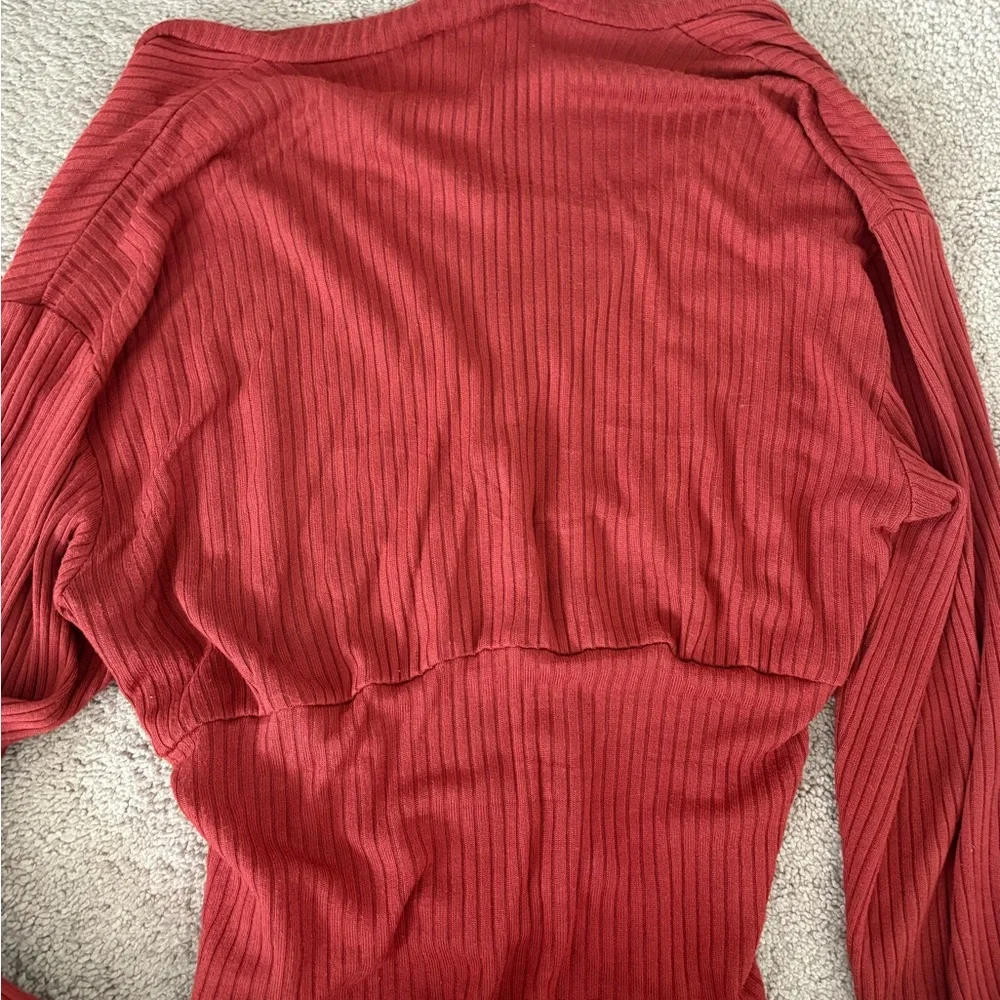 Reformation Burnt Orange V Neck Cardigan Sweater